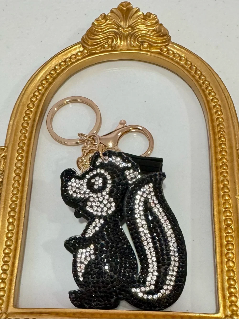 New Black Crystal Skunk Keychain